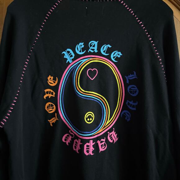 Lauren Moshi Jocelyn Neon Line Tiger drop shoulder pullover OVERSIZED M sweater - Picture 10 of 14